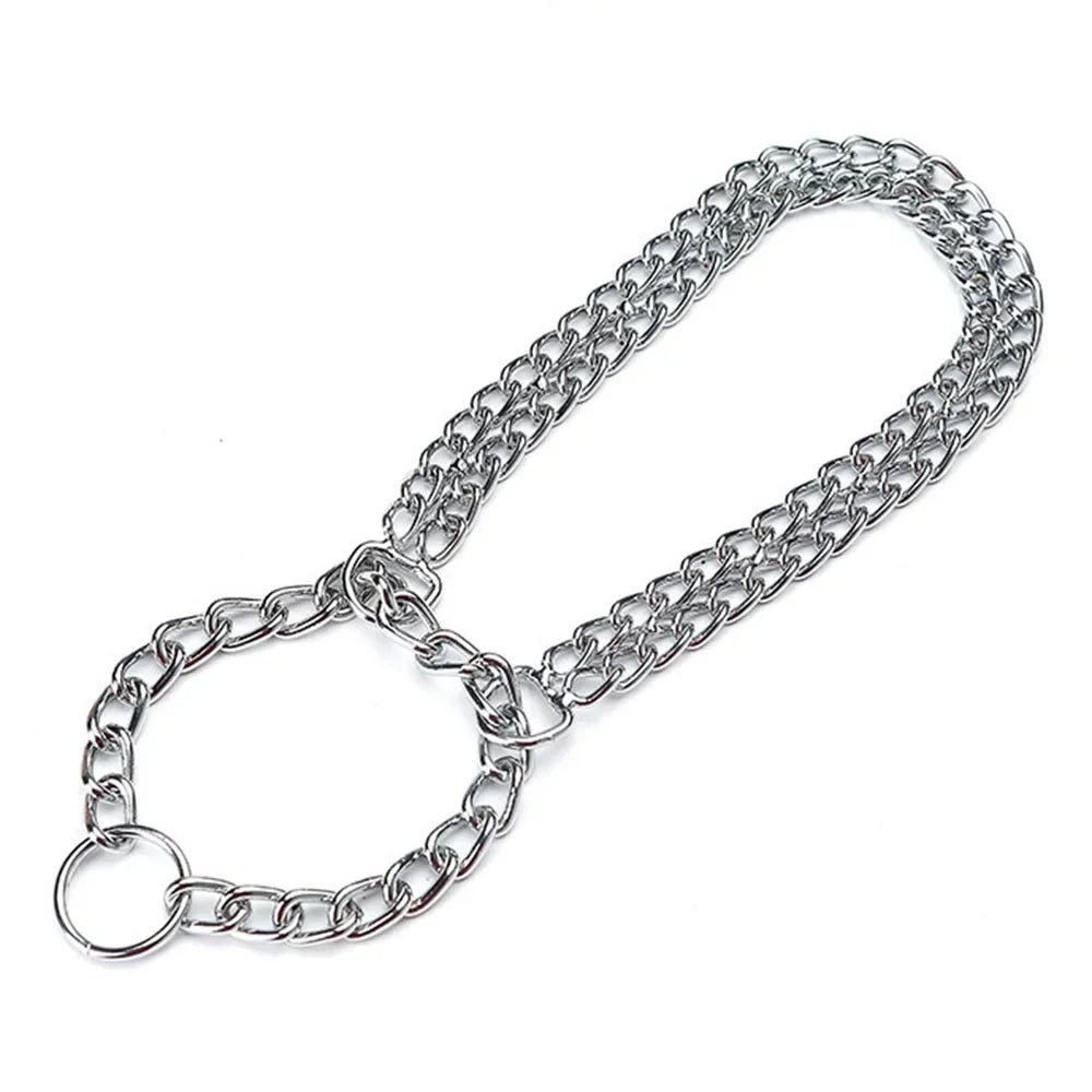 Adjustable Stainless Steel Martingale Pinch Collar for Dogs – Quick Release, Double Link Choke Chain (S/M/L)
