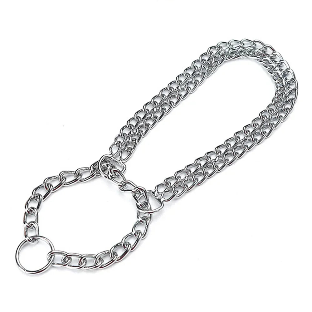 Adjustable Stainless Steel Martingale Pinch Collar for Dogs – Quick Release, Double Link Choke Chain (S/M/L)