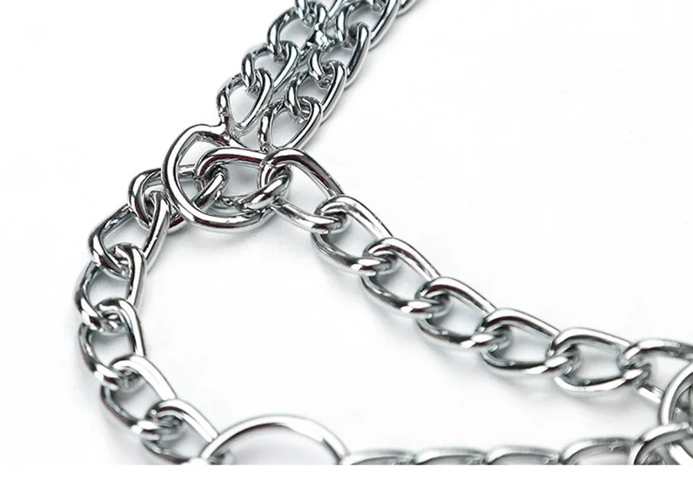 Adjustable Stainless Steel Martingale Pinch Collar for Dogs – Quick Release, Double Link Choke Chain (S/M/L)