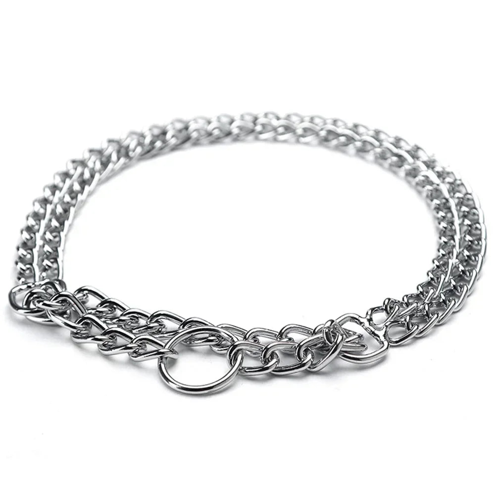 Adjustable Stainless Steel Martingale Pinch Collar for Dogs – Quick Release, Double Link Choke Chain (S/M/L)
